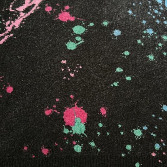 27 Miles Women’s V Neck Black with Splatter Cashmere Sweater - Picture 5 of 6